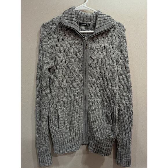 Women's Fisherman style zippered grey knit cardigan sweater by Patty Boutik, L - Picture 1 of 6
